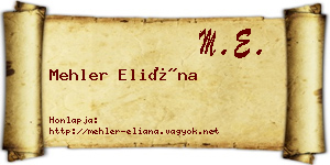 Mehler Eliána névjegykártya